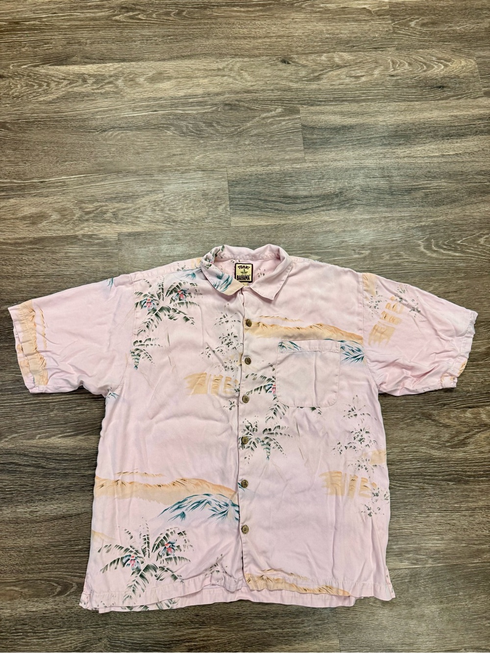Tommy Bahama 100% Silk Pink Hawaiian Camp Shirt XL Tropical Button Up